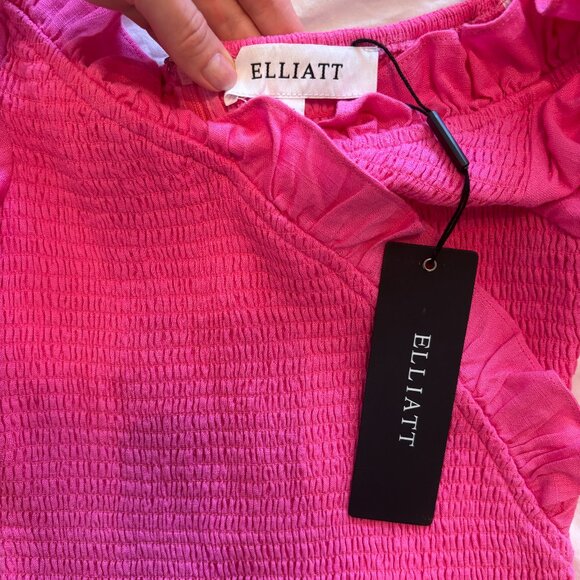 NWT Elliatt Guana Pink Smocked Puff Sleeve Ruffle Mini Dress - Picture 8 of 11